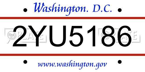 2YU5186 District Of Columbia License Plate