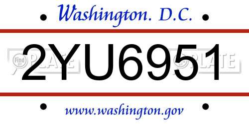 2YU6951 District Of Columbia License Plate