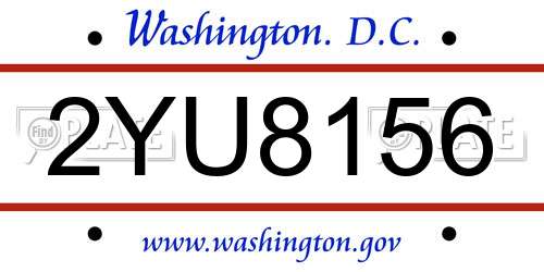 2YU8156 District Of Columbia License Plate