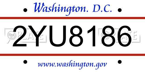 2YU8186 District Of Columbia License Plate