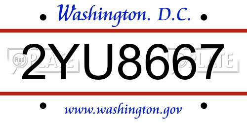 2YU8667 District Of Columbia License Plate