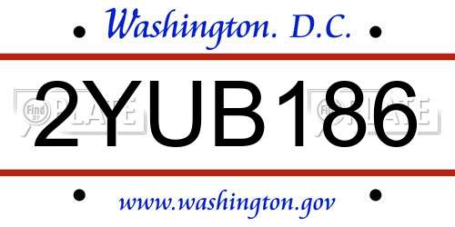 2YUB186 District Of Columbia License Plate