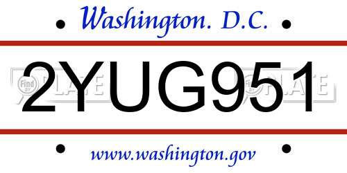 2YUG951 District Of Columbia License Plate