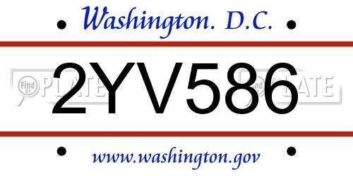 2YV586 District Of Columbia License Plate