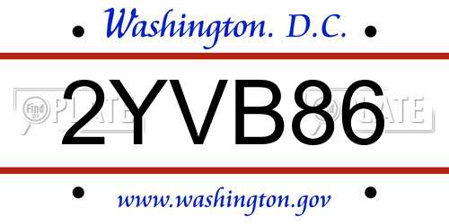 2YVB86 District Of Columbia License Plate
