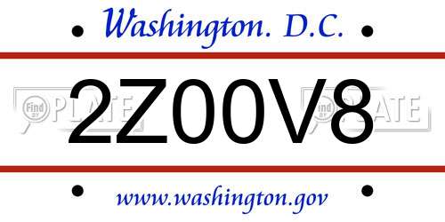 2Z00V8 District Of Columbia License Plate