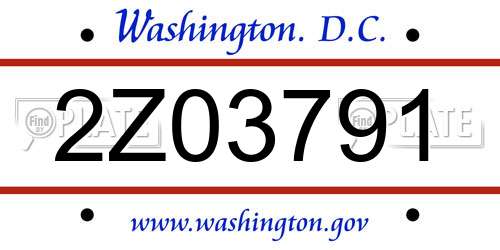 2Z03791 District Of Columbia License Plate