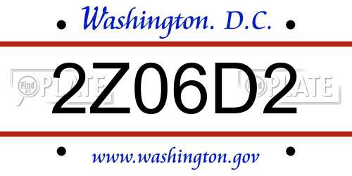 2Z06D2 District Of Columbia License Plate