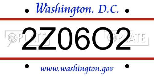 2Z06O2 District Of Columbia License Plate