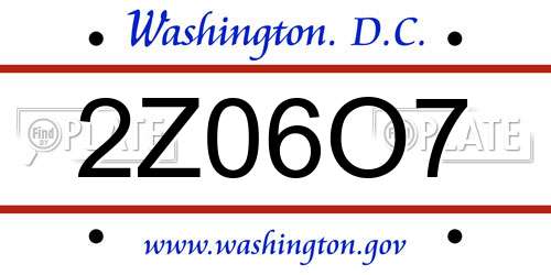 2Z06O7 District Of Columbia License Plate