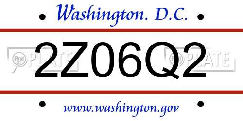 2Z06Q2 District Of Columbia License Plate