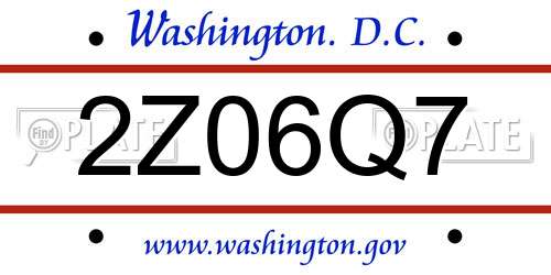 2Z06Q7 District Of Columbia License Plate