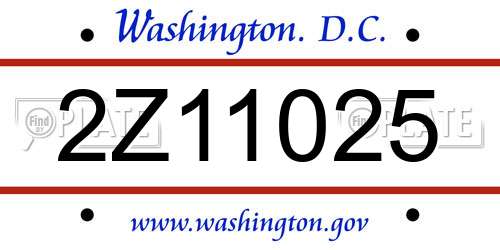 2Z11025 District Of Columbia License Plate