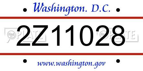 2Z11028 District Of Columbia License Plate