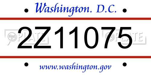 2Z11075 District Of Columbia License Plate