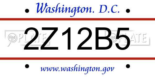2Z12B5 District Of Columbia License Plate