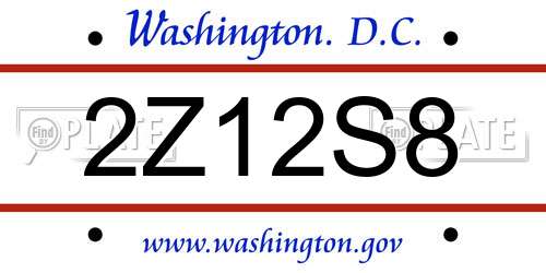 2Z12S8 District Of Columbia License Plate