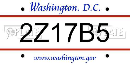 2Z17B5 District Of Columbia License Plate