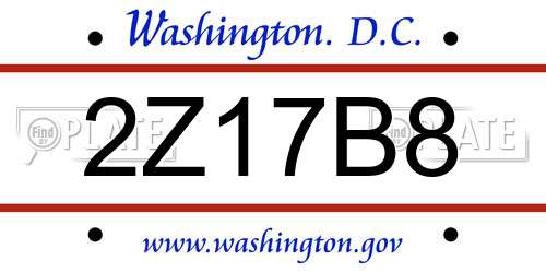 2Z17B8 District Of Columbia License Plate