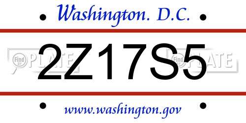 2Z17S5 District Of Columbia License Plate