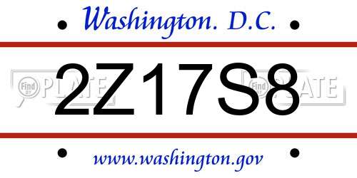 2Z17S8 District Of Columbia License Plate