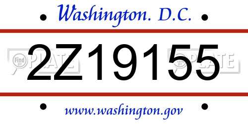 2Z19155 District Of Columbia License Plate