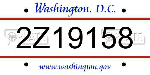 2Z19158 District Of Columbia License Plate