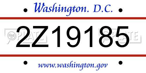 2Z19185 District Of Columbia License Plate