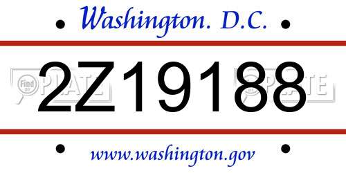 2Z19188 District Of Columbia License Plate