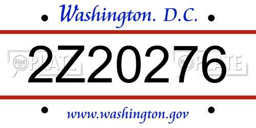 2Z20276 District Of Columbia License Plate