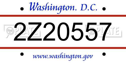 2Z20557 District Of Columbia License Plate