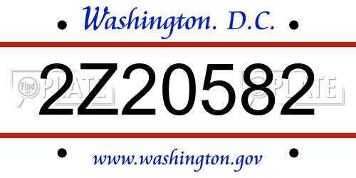 2Z20582 District Of Columbia License Plate