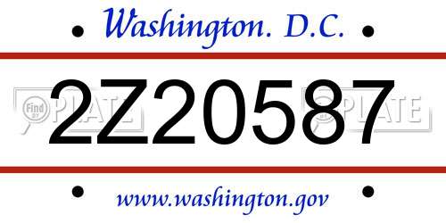2Z20587 District Of Columbia License Plate