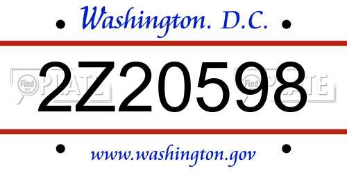 2Z20598 District Of Columbia License Plate