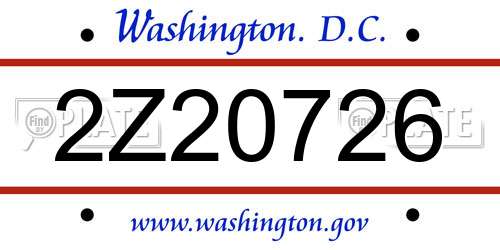 2Z20726 District Of Columbia License Plate