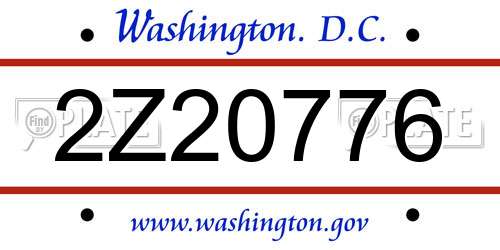 2Z20776 District Of Columbia License Plate