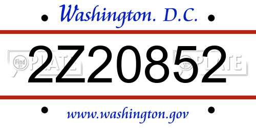 2Z20852 District Of Columbia License Plate