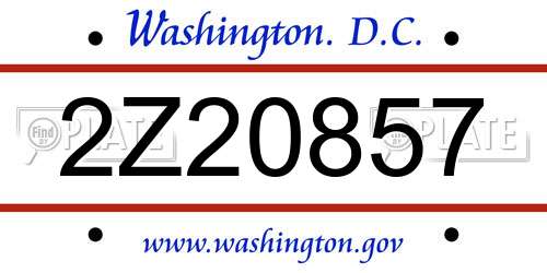2Z20857 District Of Columbia License Plate