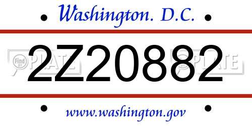 2Z20882 District Of Columbia License Plate