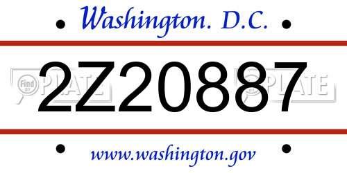 2Z20887 District Of Columbia License Plate