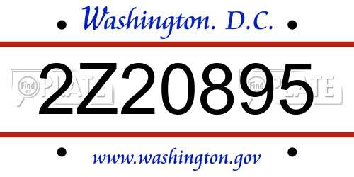 2Z20895 District Of Columbia License Plate
