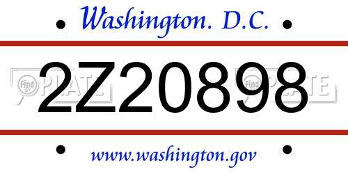 2Z20898 District Of Columbia License Plate