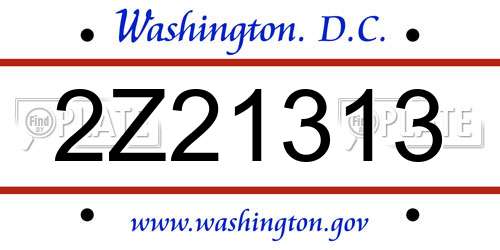 2Z21313 District Of Columbia License Plate