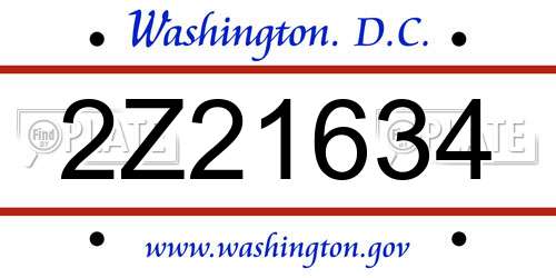 2Z21634 District Of Columbia License Plate
