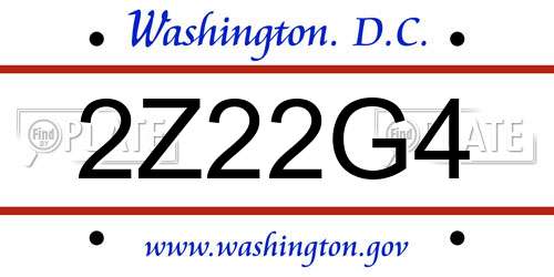 2Z22G4 District Of Columbia License Plate