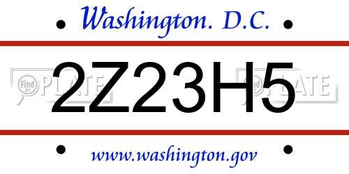 2Z23H5 District Of Columbia License Plate