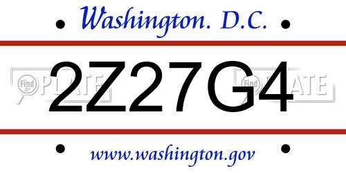 2Z27G4 District Of Columbia License Plate