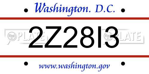 2Z28I3 District Of Columbia License Plate