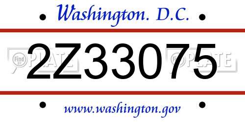 2Z33075 District Of Columbia License Plate