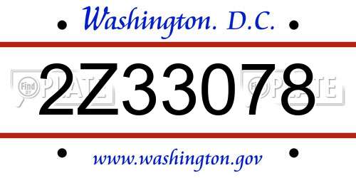 2Z33078 District Of Columbia License Plate